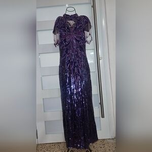 Elegant Purple Sequin Maxi Dress